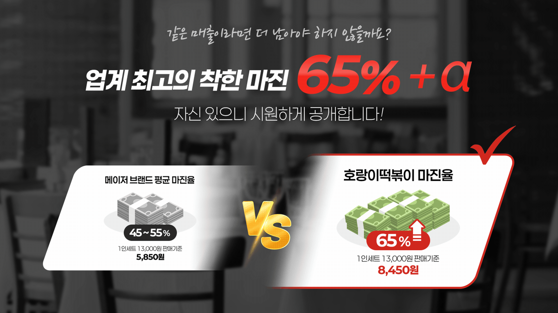 호랑이떡볶이 낮은 마진